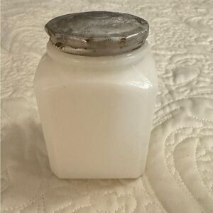 Vintage Milk Glass Dove Clove Spice Jar with lid Larkin Co Inc antique